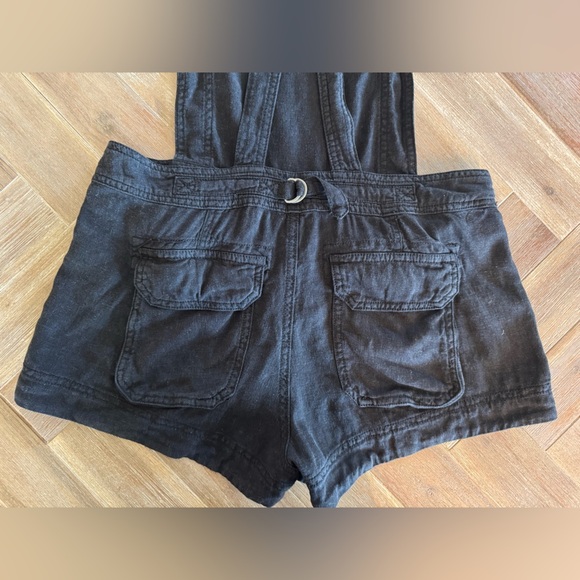 Free People Black Linen Short Overalls - Picture 7 of 9